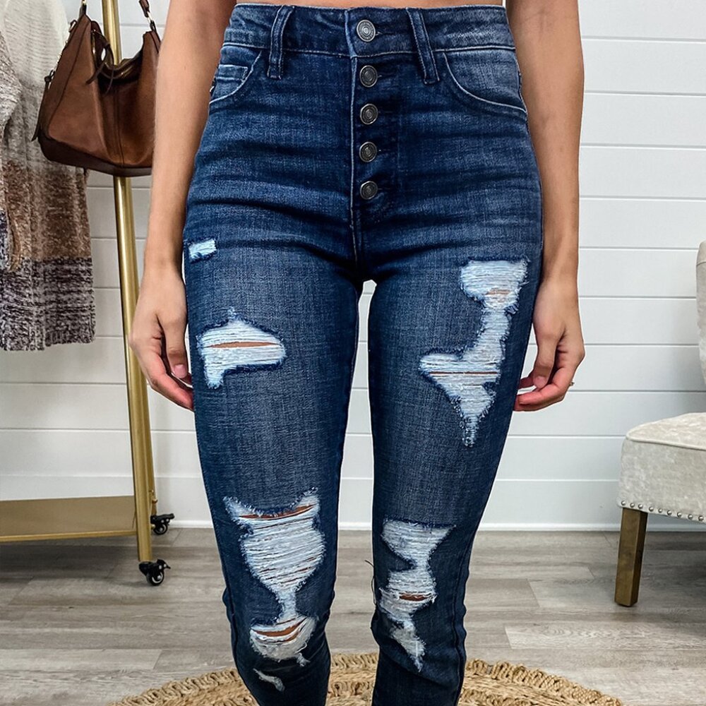 NWOT Dark Blue Distressed Women's Jeans